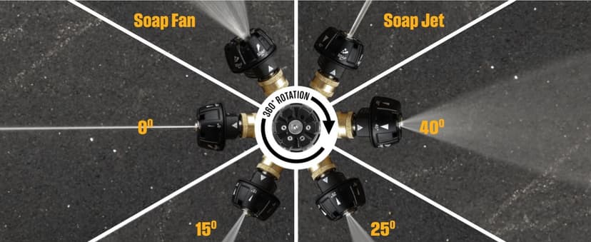 Westinghouse Pressure Washer 6-in-1 Nozzle Attachment - 3600 Max PSI, 1/4” Connector - for Gas and Electric Pressure Washers