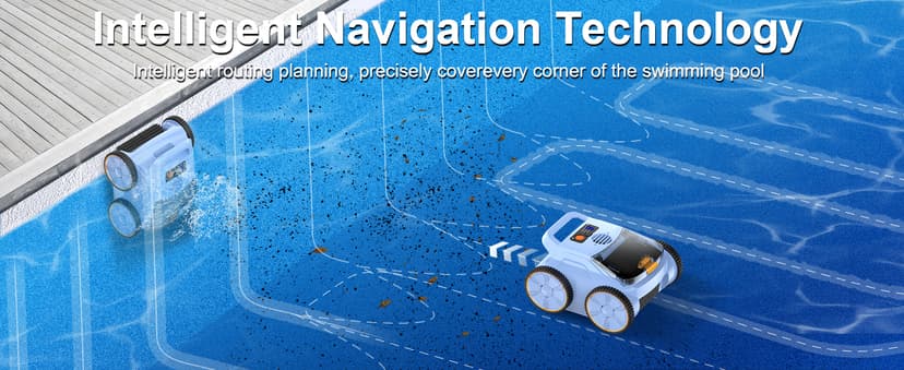 (2025 New) Robotic Pool Vacuum, Robotic Pool Cleaner for Inground Pools, Smart Navigation, Floor/Wall/Waterline Cleaning, 180 Mins Runtime for Pool Up to 2100 Sq.ft