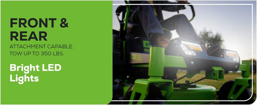 Greenworks 60V 42” Cordless Electric CrossoverZ Zero Turn Riding Mower, (4) 8.0Ah Batteries and (2) Dual Port Turbo Chargers