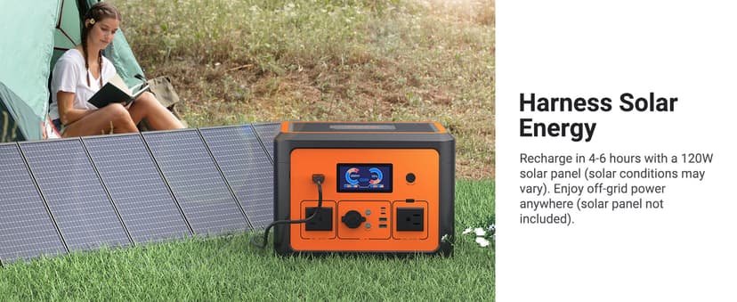 Portable Power Station 665.6Wh, Peak 1800W Solar Generator with UPS Battery Backup & Surge Protector, Portable Generator for Home Use, Camping, RV, CPAP, 10 Outlets with Bluetooth Speaker & LED Lights