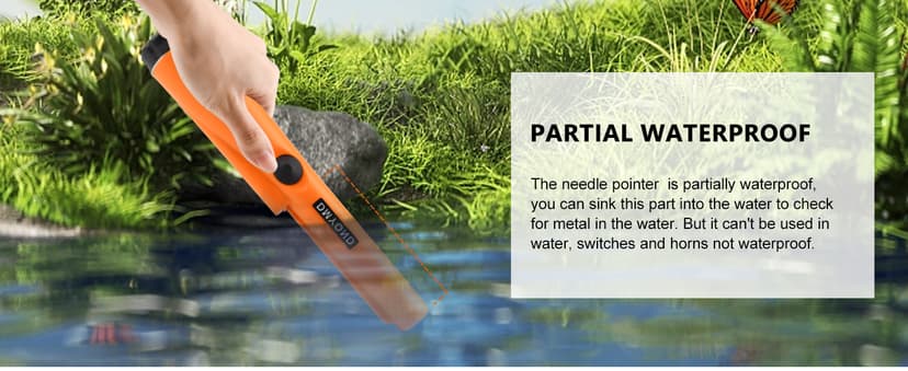 Dmyond Metal Detector Pinpointer, Professional Waterproof Handheld Pin Pointer Wand, Search Treasure Pinpointing Finder Probe with 9V Battery for Adults, Kids - Orange