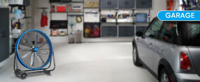 KEN BROWN 24 Inch Industrial Drum Fan, High Velocity Floor Shop Fan, Heavy Duty, 9500 CFM, 8 Blades, 3 Speeds, 360 Degree Tilt, Ideal for Industrial, Commercial, Gym, Garage Use, Blue