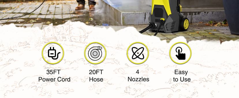 Electric Pressure Washer, 4800PSI Max 3.0 GPM Power Washer with 20FT Hose, 35FT Cord, 4 Nozzles Foam Cannon High Pressure Washer for Car Patio Garden (Black)