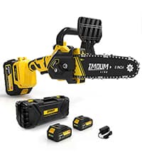 Mini Chainsaw Electric Chain Saw 6 Inch Cordless Battery Powered, 2.0Ah Battery, Compatible w/IMOUMLIVE Pole, Hand Held, Small, Portable and Easy for Tree Trimming Branch Pruning Wood cutting