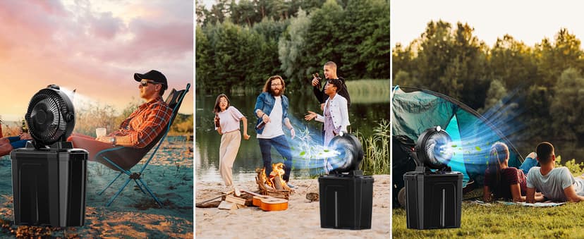 Portable Misting Fan - 11L Bucket, 20000mAh Rechargeable Battery Powered Fans for Patios, Outdoor Fans with Night Light, 3 Wind Speed & 4 Spray Mister Camping Cooling Fan, Waterproof Design