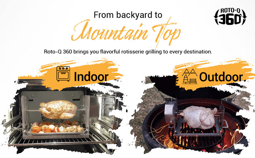 Family Bundle Rotisserie Kit - Non-Electric Wind-Up Spit Roaster with Rotisserie Basket, Flat Cage, Skewer Set, and Cooking Mat for Grills, Ovens, and Smokers - Indoor & Outdoor BBQ Use