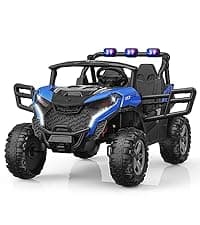 24V Ride On Tractor w/Tiltable & Detachable Trailer, 2x65W Motors, EVA Tires, Remote Control, Bluetooth, Shifter, Music, Electric Car for Kids Ages 2-5, Red