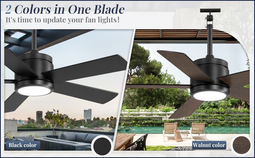 42 In Waterproof Outdoor Ceiling Fan with Light and Remote IP65 Plug in Wet Rated Outdoor Ceiling Fans for Patios Waterproof Gazebo Hanging Fan 3CCT 6 Speed, for Outside Porch Pergola Garage