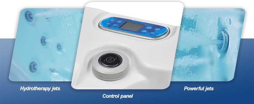 OCEAN FUTURE Outdoor Hot Tub, Massage Spa with 35 Jets, 240V Outdoor Spa with LED Lights, Control Panel and Ergonomic Seat Fits 6 People, Acrylic Hot Tub Spas 85" x 85"