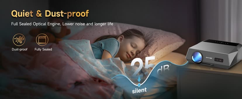 4K Projector HDR Netflix Certified, 1800ANSI Daylight Use, Dolby Audio, NFC, Smart TOF Autofocus, Shorter Throw, WiFi 6, Bluetooth 5.4, HDMI ARC, Proyector 4K Ultra HD Movie Gaming TV High Brightness