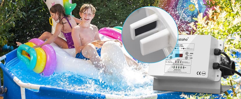 Saltwater Pool System, Westaho Salt Chlorine Generator with USA Titanium Cell for Above Ground Pools Up to 15,000 Gallons, Compatible with Intex Pool, IP 66 Waterproof