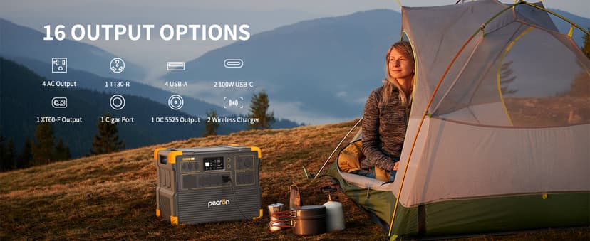 pecron E3600LFP Portable Power Station 3072Wh with Four Extended Batteries Trolley Kit, Expandable to 15360Wh, 5x3600W AC Outlets LiFePO4 Battery Backup Solar Generator for RV, Camping, CPAP