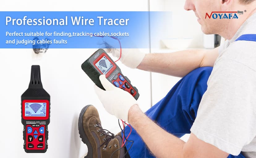 NOYAFA NF-826 Underground Cable Tester Locator Circuit Tracer Metal Pipe Detector Wire Tracker Tool Detects Wall\Underground Wires, Cables, Water and Gas Pipeline Paths
