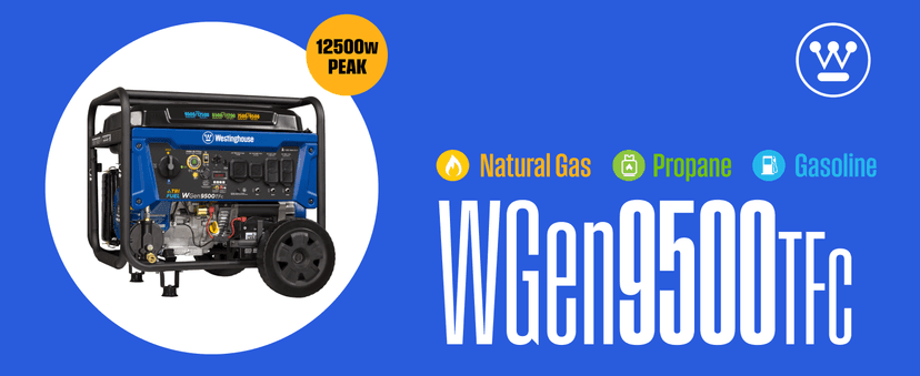 Westinghouse 12500 Peak Watt Tri-Fuel Home Backup Portable Generator, Remote Electric Start, Transfer Switch Ready, Gas, Propane, and Natural Gas Powered