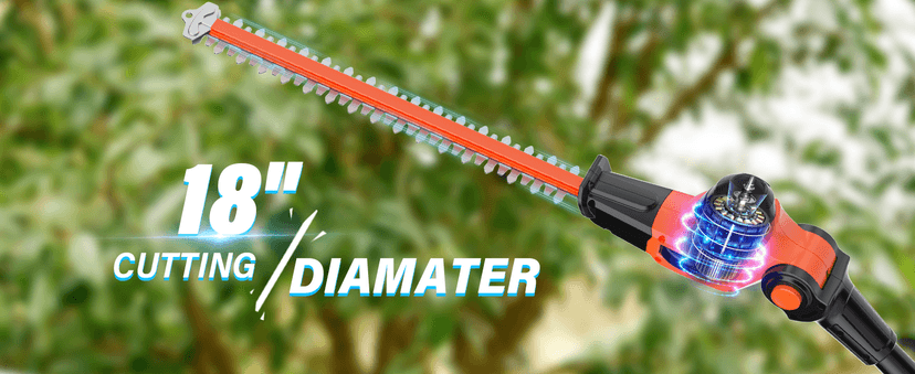 Pole Saw 8-Inch Cordless Pole Saws for Tree Trimming and 18-Inch Pole Hedge Trimmer 2-in-1, 15-Feet MAX Reach, 16ft/s Speed, Auto Oiling Pole Chainsaw with 20V 2.0Ah Battery & Charger