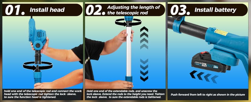 Saker Pole Saw and Pole Hedge Trimmer for Tree Trimming,66.9-98.4Inch Electric Pole Saw and Hedge Trimmer with Extension Pole,Cordless Electric Trimming Tools with Pole and 2.0Ah Battery & Charger