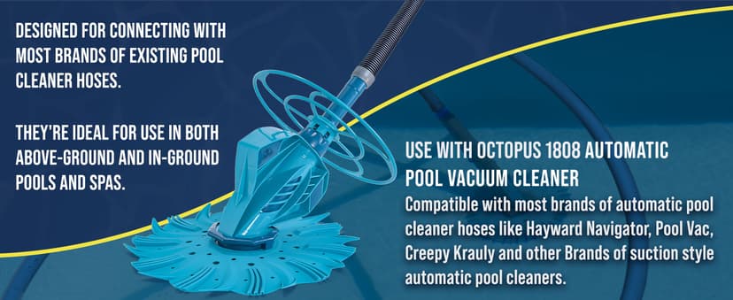 U.S. Pool Supply Pool Vacuum Hose, 8 Piece Pool Hose Set - 40" Blue Flexible Spiral Wound Connector Sections with 1.5" Male & Female Cuff Ends, Replacement Fits Most Inground Automatic Cleaner Brands