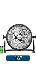 BILT HARD 3900 CFM 18" High Velocity Pedestal Oscillating Fan, 3-Speed Heavy Duty Metal Standing Shop Fan with Aluminum Blades for Commercial, Residential, and Garage, UL Listed