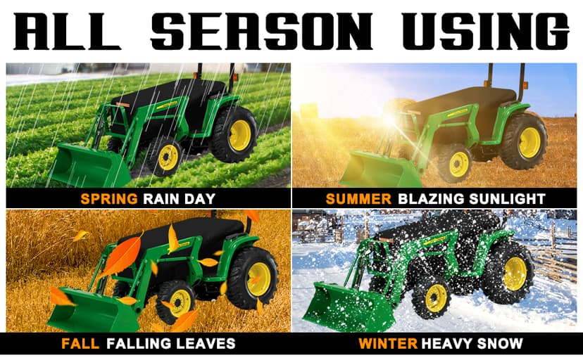 Compact Tractor Covers Waterproof Outdoor Heavy Duty,600 Polyester,Anti-UV Compact Utility Tractor Mower Cover Accessories,Compatible with John Deere, Kubota, Bobcat, Mahindra,Kioti,Tym,76"x24"x22"