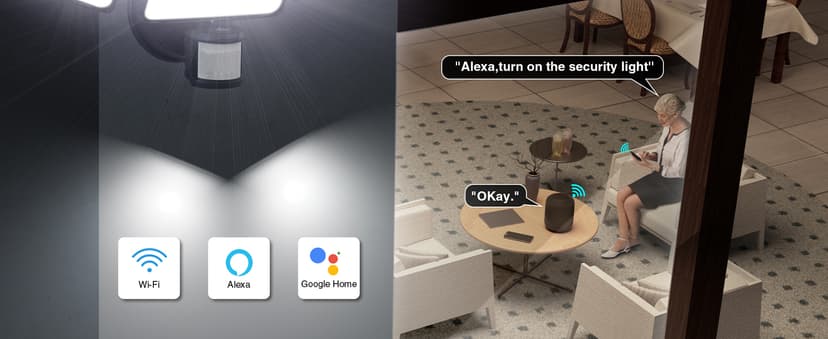 Onforu 100W Smart LED Security Lights Motion Sensor Outdoor 9000LM, 2500K-6500K, WiFi Alexa Flood Light APP Control, Motion Detector with Adjustable 3 Head, IP65 Wall Light for Yard (Black)