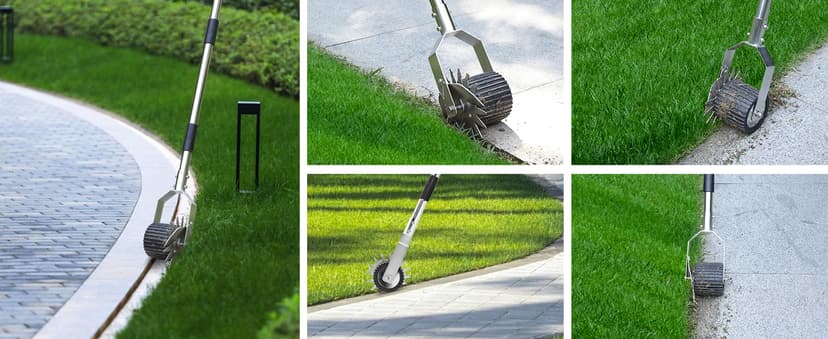 Wheel Rotary Edger Lawn Tool, Manual Grass Edger Trimmer with Adjustable 31.5-60 Inch Stainless Steel Handle, Weed Edger for Sidewalks, Driveways, Garden, Yard, Landscaping, Ergonomic