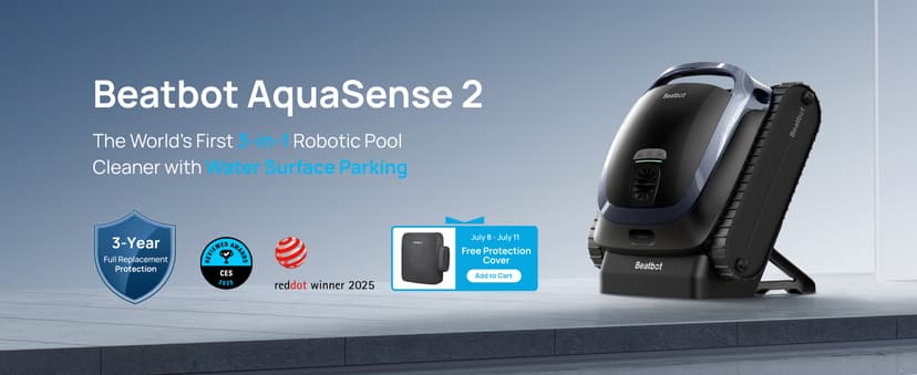 Beatbot AquaSense 2 Cordless Robotic Pool Vacuum Cleaner, Smart Surface Parking, Double-Pass Waterline Scrubbing, Cleans Floor, Walls, and Waterline, Above & In-Ground Pools up to 3,230 sq.ft - Blue