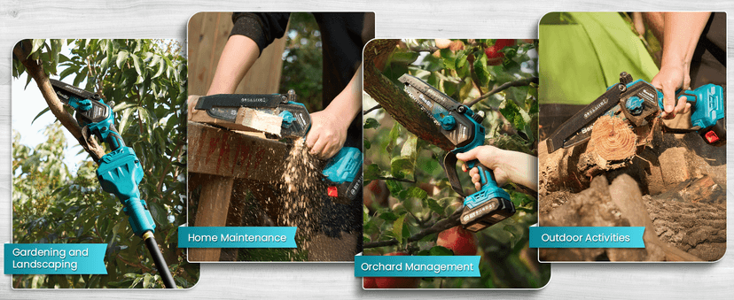 Seesii PS620 2-in-1 Electric Pole Saws: 6 Inch Mini Chainsaw Cordless with Extension Pole, 2Pcs Batteries, Brushless Chain Saw for Limb Branch Cutter, Battery Tree Trimmers Pruner,16Ft Long Reach