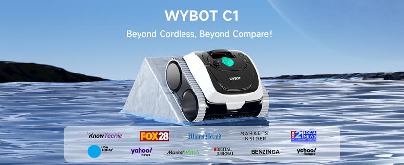 (2025 Upgrade) WYBOT C1 Robotic Pool Vacuum for Inground Pools, 150min Runtime Cordless Pool Cleaner, 4-in-1 Wall & Waterline Cleaning Up to 1,614Sq.ft, Smart Navigation, App Support