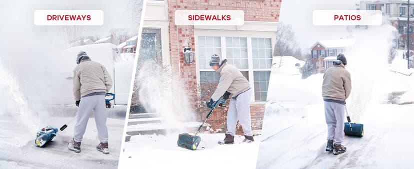 Eletric Snow Shovel, 20V | 12-Inch | 4-Ah Cordless Snow Blower, Battery Powered Snow Blower with Directional Plate & Adjustable Front Handle (4-Ah Battery & Quick Charger Included)