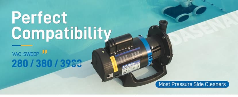 Booster Pump,3/4 HP Pure Copper Motor with Dual Voltage(115V or 230V),IPX4 Waterproof Compatible for Pressure Side Pool Cleaners Vac-Sweep 280,380,3900