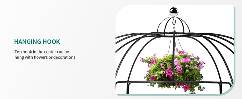 YITAHOME Birdcage Shape Garden Arch Arbors, 9.8'H x 6.8'W Pergola Pavilion for Climbing Plants Outdoor, Wedding Arches for Ceremony Party, Metal Garden Arbor for Patio, Backyard (Black)