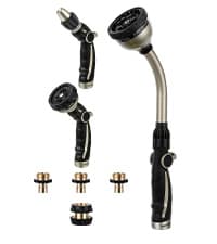 RESTMO 36” Long Watering Wand, Metal Garden Hose Wand with 180° Swivel Head and 10 Spray Patterns, 3ft Heavy Duty Hose Nozzle Sprayer with Thumb Flow Control, Ideal to Water Hanging Baskets, Shrubs