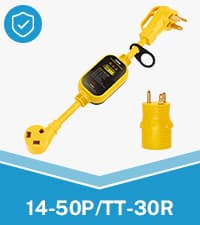 Kohree 30 Amp to 110V RV Adapter with Surge Protection, 8000 Joules 15 Amp to 30 Amp RV Power Adapter 21'' with Twist Lock, Circuit Analyzer w/LED Indicators, for Camper Travel Trailer