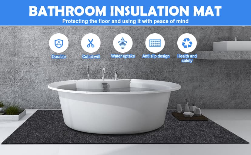 80 * 80 Inch Hot Tub Mat, Extra Large Inflatable Hot Tub Pad Outdoor Indoor, Waterproof Slip-Proof Backing, Absorbent Spa Pool Ground Base Flooring Protector Mat (80 * 80 Mat-Square)