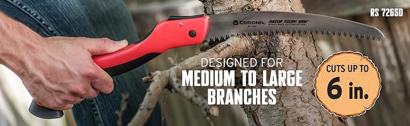 Corona Tools 10-Inch RazorTOOTH Folding Saw | Pruning Saw Designed for Single-Hand Use | Curved Blade Hand Saw | Cuts Branches Up to 6" in Diameter | RS 7265D