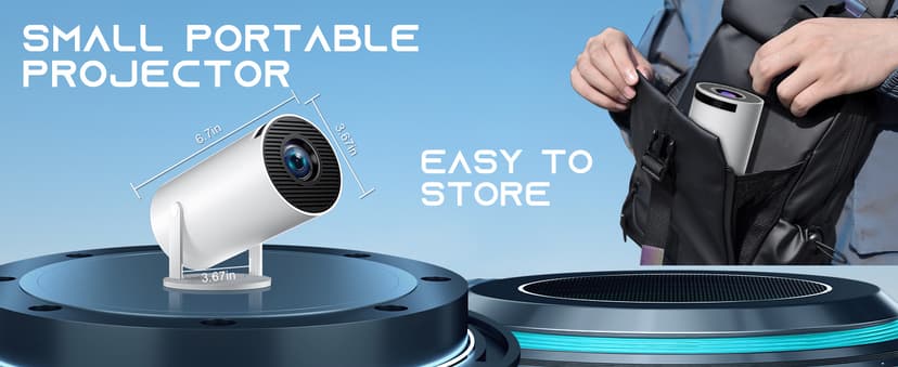 Smart HY300 Projector With Built-in Apps, Wifi Bluetooth 4K 1080P, Auto Keystone, Short Throw and 180 Adjustable, Mini Portable Outdoor Movie (White)