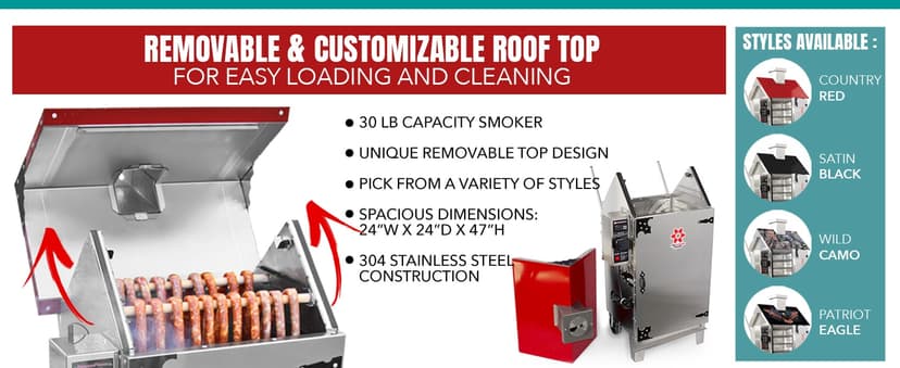 The Sausage Maker - 30 lb. Digital Smoker for Making Sausage, Ham, Fish and Brisket (Eagle with Flag)