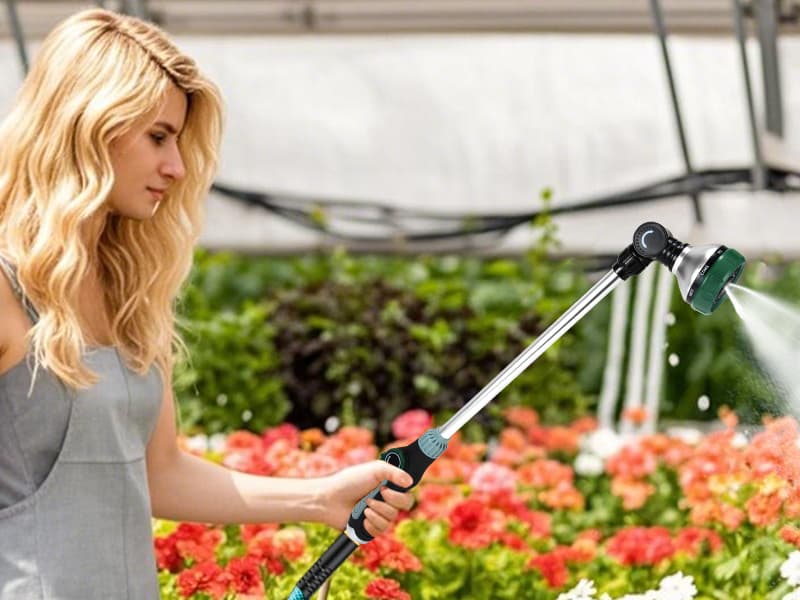 Watering Wand for Garden Hose, 24 Inch, 8 Spray Patterns, Garden Hose Nozzle with Thumb Flow Control, Adjustable Water Sprayer with Pivoting Head, Ideal for Hanging Baskets and Shrubs