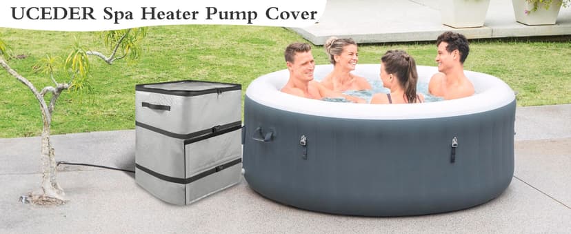 UCEDER Insulated Inflatable Hot Tub Spa Heater Pump Cover with Clear PVC Window, Energy-Saving and Eco-Friendly Insulation for Winter Freeze Protection