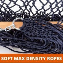 Castaway Living 13 ft. Double Traditional Hand Woven Navy Polyester Rope Hammock with Free Extension Chains, and Tree Hook, for 2 People with a Weight Capacity of 450 lbs.
