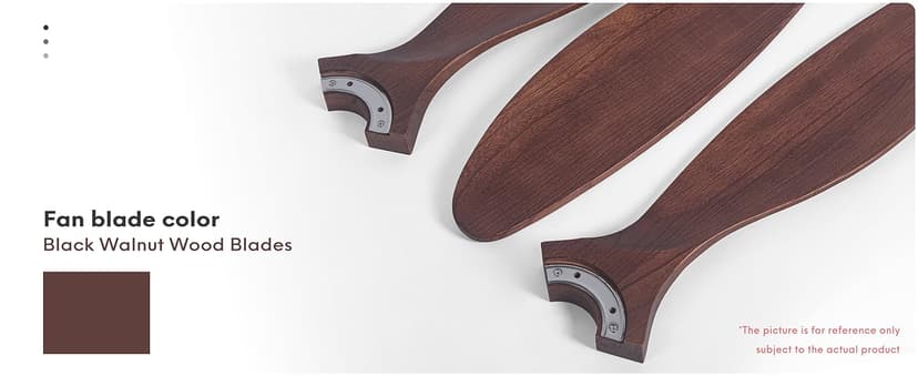 EKIZNSN 42'' Outdoor Waterproof Ceiling Fan with Light for Patios, 3 Blade Wet Rated Ceiling Fans, DC Motor w 6 Speeds, Walnut Wood