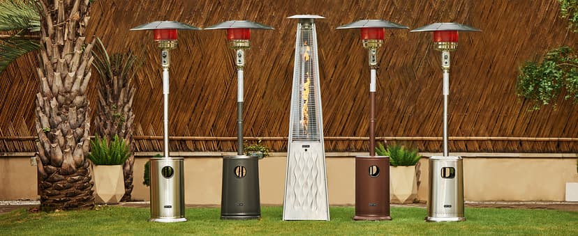 EAST OAK 55,000 BTU Propane Patio Heater with Round Table & Stainless Steel Burner, Outdoor Heater with Wheels, Ideal For Large Patios, Gardens, Outdoor Events, and Commercial Use, Bronze