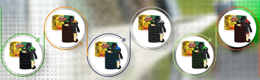 Flexi Hose with 8 Function Nozzle, 50FT - Lightweight Expandable Garden Hose, No-Kink Flexibility, 3/4 Inch Solid Brass Fittings and Double Latex Core