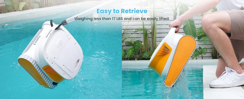 Hydro 3 Cordless Robotic Pool Cleaner, 150W Pool Vacuum with Wall Climbing Function, 200mins Runtime, 2 Brushless Motor + 4.1L Filter Basket Ideal for Inground Aboveground Pools