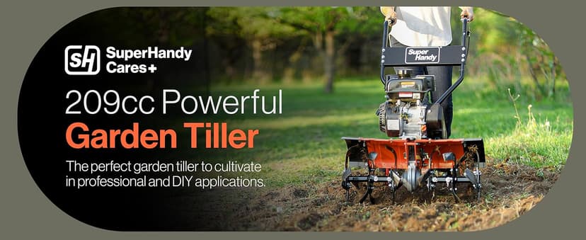 SuperHandy RotoTiller Cultivator 27” Inch Tilling Width 7HP 209cc 4 Stroke Gas Motor 6 Premium Steel Adjustable Forward Rotating Tines for Garden & Lawn, Digging, Weed Removal