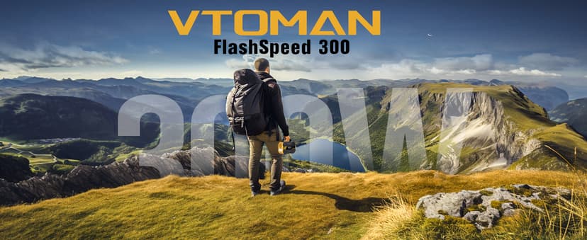 VTOMAN FlashSpeed 300 Portable Power Station 70000mAh, Only 7.4lbs with 7 Outlets, LiFePO4 Generator with Up to 600W AC Outlet, 12V/24V DC Input Adapt RV/Van, PD 100W Type-C for Power Outage, Camping