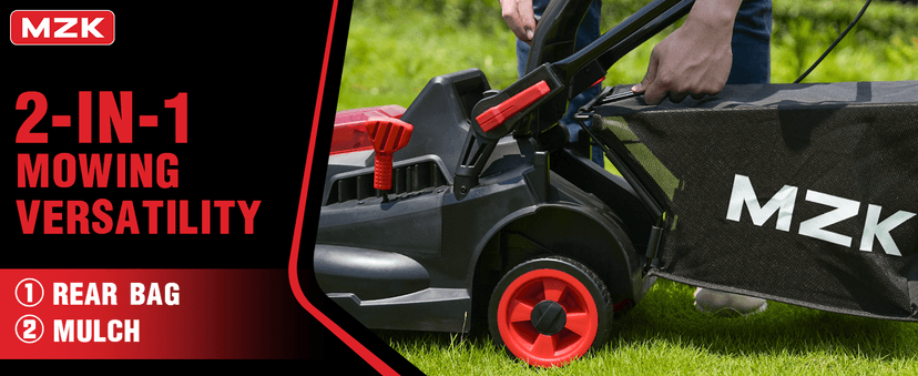 MZK 40V(2 x 20V) 13”Cordless Electric Lawn Mower,with 4-Position Height Adjustment,Compact and Lightweight Push Battery Powered Lawn Mower (2 * 4AH Batteries)