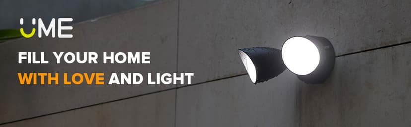 UME 2-Packs 2500 Lumen 32 Watt 28 LED Dual-Head Floodlight Outdoor, Full Metal Design, Waterproof Exterior Security Wall Light 5000K for Patio, Garden, Yard-Black