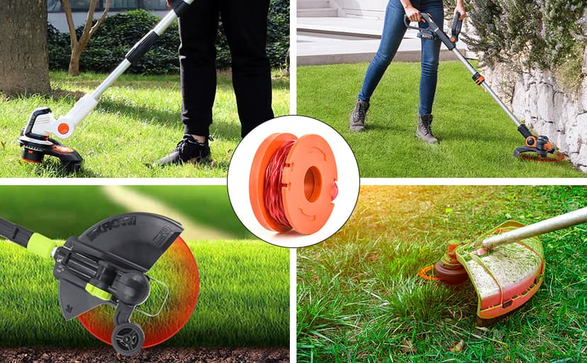 YMHB Trimmer Spool Line for Worx,12 Pack WA0010 Edger Spools Replacement for Worx, Trimmer Line Refills 0.065 inch for Worx, Suitable for Worx String Trimmers(10 Grass Trimmer Line, 2 Trimmer Cap)