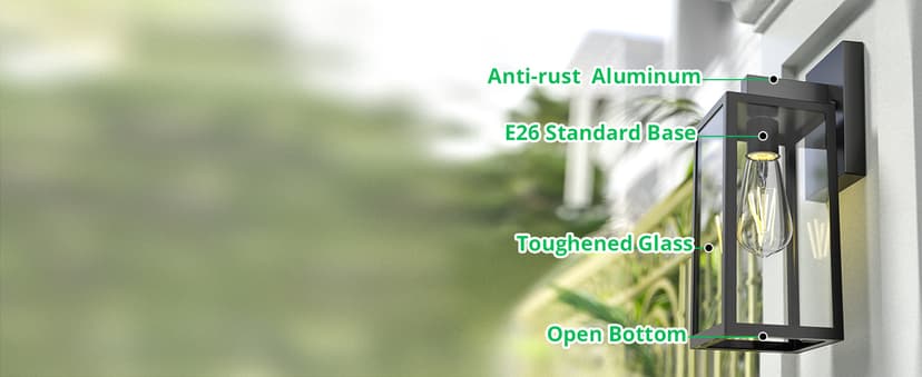 MAXvolador Outdoor Wall Lantern, Exterior Waterproof Wall Sconce Light Fixture, Black Anti-Rust Mount Light with Clear Glass, E26 Base Wall Lamp